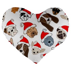 Christmas Puppies Large 19  Premium Heart Shape Cushions by allthingseveryone