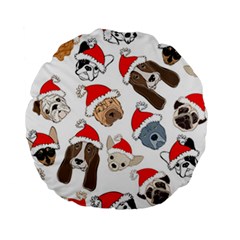 Christmas Puppies Standard 15  Premium Flano Round Cushions by allthingseveryone