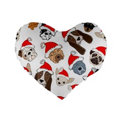 Christmas Puppies Standard 16  Premium Flano Heart Shape Cushions by allthingseveryone