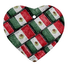 Mexican Flag Pattern Design Ornament (heart) by dflcprints