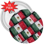 Mexican Flag Pattern Design 3  Buttons (10 pack)  Front