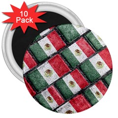 Mexican Flag Pattern Design 3  Magnets (10 Pack) 