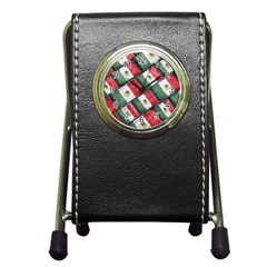 Mexican Flag Pattern Design Pen Holder Desk Clocks by dflcprints