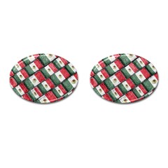 Mexican Flag Pattern Design Cufflinks (oval) by dflcprints