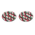 Mexican Flag Pattern Design Cufflinks (Oval) Front(Pair)