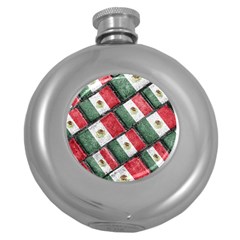 Mexican Flag Pattern Design Round Hip Flask (5 Oz) by dflcprints