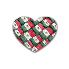 Mexican Flag Pattern Design Rubber Coaster (heart)  by dflcprints