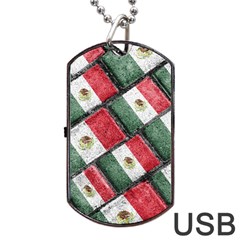 Mexican Flag Pattern Design Dog Tag Usb Flash (one Side) by dflcprints