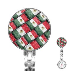 Mexican Flag Pattern Design Stainless Steel Nurses Watch by dflcprints