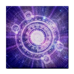 Blue Fractal Alchemy Hud For Bending Hyperspace Tile Coasters by jayaprime