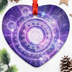 Blue Fractal Alchemy Hud For Bending Hyperspace Ornament (heart) by jayaprime