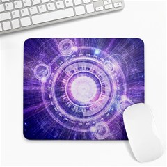 Blue Fractal Alchemy Hud For Bending Hyperspace Large Mousepads by jayaprime