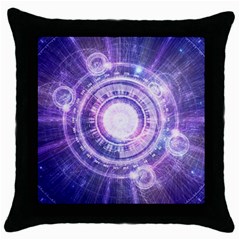 Blue Fractal Alchemy HUD for Bending Hyperspace Throw Pillow Case (Black)