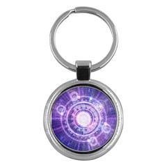 Blue Fractal Alchemy Hud For Bending Hyperspace Key Chains (round)  by jayaprime