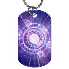 Blue Fractal Alchemy Hud For Bending Hyperspace Dog Tag (one Side) by jayaprime