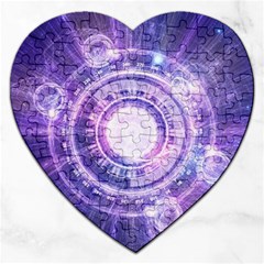 Blue Fractal Alchemy HUD for Bending Hyperspace Jigsaw Puzzle (Heart)