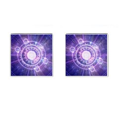 Blue Fractal Alchemy Hud For Bending Hyperspace Cufflinks (square) by jayaprime