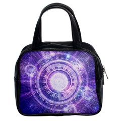 Blue Fractal Alchemy Hud For Bending Hyperspace Classic Handbags (2 Sides) by jayaprime