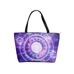 Blue Fractal Alchemy Hud For Bending Hyperspace Shoulder Handbags by jayaprime