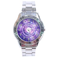 Blue Fractal Alchemy Hud For Bending Hyperspace Stainless Steel Analogue Watch by jayaprime