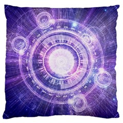 Blue Fractal Alchemy Hud For Bending Hyperspace Large Cushion Case (two Sides) by jayaprime