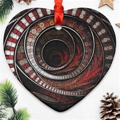 The Thousand And One Rings Of The Fractal Circus Ornament (heart) by jayaprime