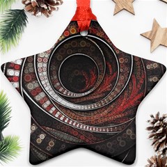 The Thousand And One Rings Of The Fractal Circus Ornament (star) by jayaprime