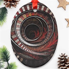 The Thousand And One Rings Of The Fractal Circus Oval Ornament (two Sides) by jayaprime