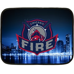 Chicago Fire With Skyline Double Sided Fleece Blanket (mini)  by allthingseveryone