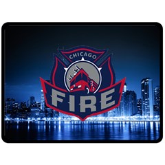 Chicago Fire With Skyline Fleece Blanket (large) 