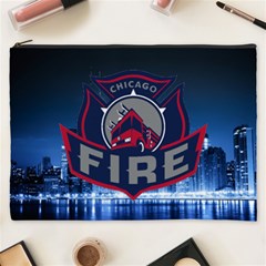 Chicago Fire With Skyline Cosmetic Bag (xxxl)  by allthingseveryone