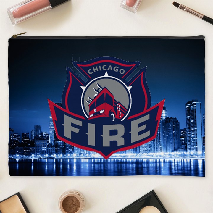 Chicago Fire With Skyline Cosmetic Bag (XXXL) 