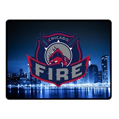 Chicago Fire With Skyline Double Sided Fleece Blanket (small)  by allthingseveryone