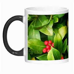 Christmas Season Floral Green Red Skimmia Flower Morph Mugs by yoursparklingshop