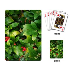 Christmas Season Floral Green Red Skimmia Flower Playing Card by yoursparklingshop