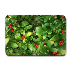 Christmas Season Floral Green Red Skimmia Flower Small Doormat  by yoursparklingshop