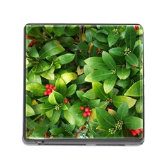 Christmas Season Floral Green Red Skimmia Flower Memory Card Reader (square) by yoursparklingshop