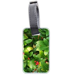 Christmas Season Floral Green Red Skimmia Flower Luggage Tags (two Sides) by yoursparklingshop