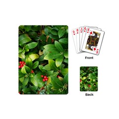 Christmas Season Floral Green Red Skimmia Flower Playing Cards (mini)  by yoursparklingshop