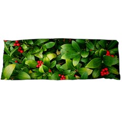 Christmas Season Floral Green Red Skimmia Flower Body Pillow Case (dakimakura) by yoursparklingshop