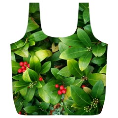 Christmas Season Floral Green Red Skimmia Flower Full Print Recycle Bags (l)  by yoursparklingshop