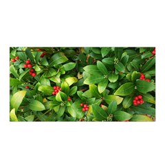 Christmas Season Floral Green Red Skimmia Flower Satin Wrap by yoursparklingshop