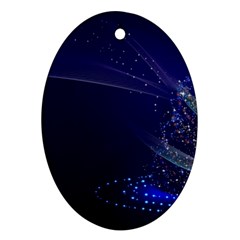 Christmas Tree Blue Stars Starry Night Lights Festive Elegant Ornament (oval) by yoursparklingshop