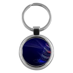 Christmas Tree Blue Stars Starry Night Lights Festive Elegant Key Chains (round)  by yoursparklingshop