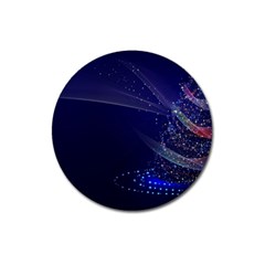 Christmas Tree Blue Stars Starry Night Lights Festive Elegant Magnet 3  (round) by yoursparklingshop