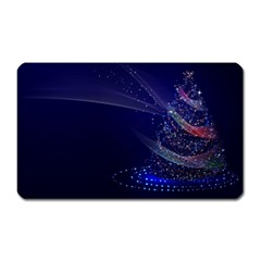 Christmas Tree Blue Stars Starry Night Lights Festive Elegant Magnet (rectangular) by yoursparklingshop