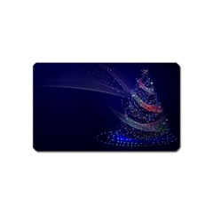 Christmas Tree Blue Stars Starry Night Lights Festive Elegant Magnet (name Card) by yoursparklingshop