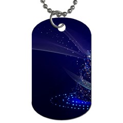 Christmas Tree Blue Stars Starry Night Lights Festive Elegant Dog Tag (two Sides) by yoursparklingshop