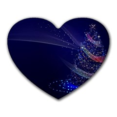 Christmas Tree Blue Stars Starry Night Lights Festive Elegant Heart Mousepads by yoursparklingshop