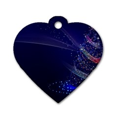 Christmas Tree Blue Stars Starry Night Lights Festive Elegant Dog Tag Heart (two Sides) by yoursparklingshop